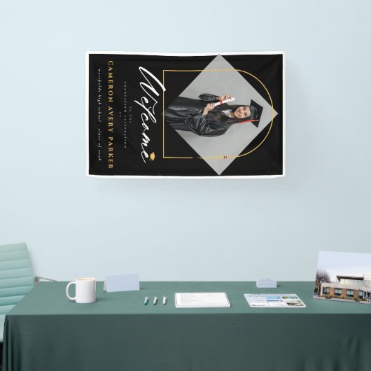 Arch Tasselsフレーム写真卒業パーティーへようこそ 横断幕 (トレードショー)