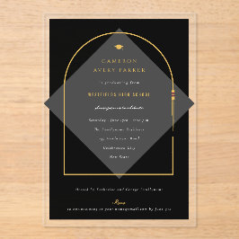 Arch Tasselsミニマリストフレーム写真卒業パーティー アクリル招待状