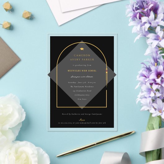 Arch Tasselsミニマリストフレーム写真卒業パーティー アクリル招待状 (インサイチュ (ウェディング))