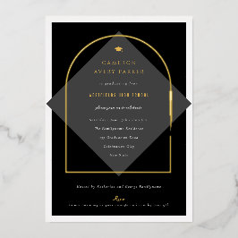 Arch Tasselsミニマリストフレーム写真卒業パーティー 箔招待状