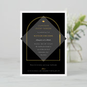 Arch Tasselsミニマリストフレーム写真卒業パーティー 箔招待状 (立ち正面)