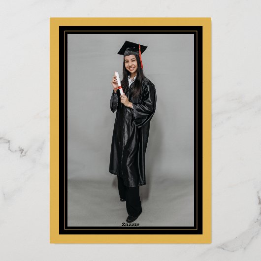 Arch Tasselsミニマリストフレーム写真卒業パーティー 箔招待状 (裏面)