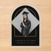 Arch Tasselsミニマリストフレーム写真卒業 アクリル招待状 (正面)