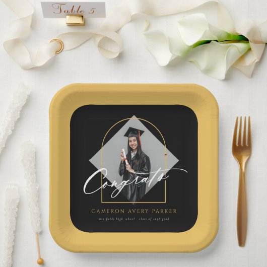 Arch Tasselsミニマリストフレーム写真卒業 ペーパープレート (ウェディング)