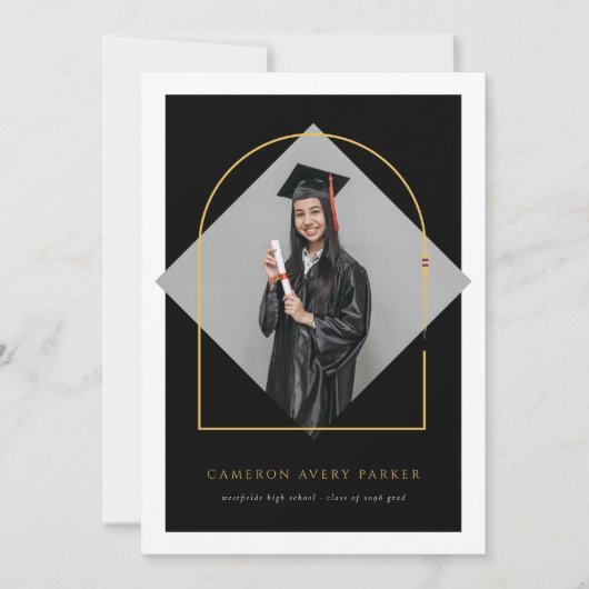 Arch Tasselsミニマリストフレーム写真卒業 案内状 (正面)