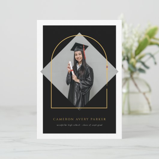 Arch Tasselsミニマリストフレーム写真卒業 案内状 (スタンド正面)