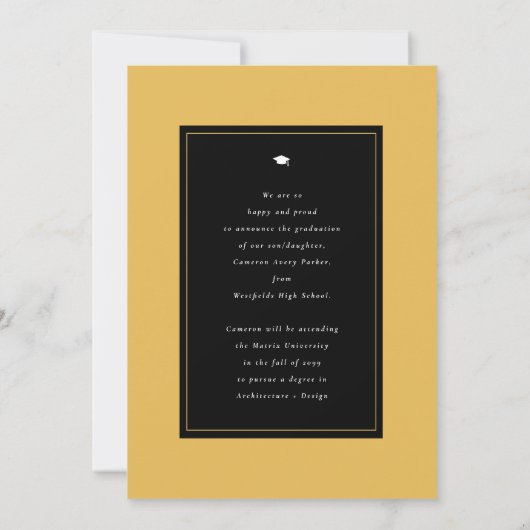 Arch Tasselsミニマリストフレーム写真卒業 案内状 (裏面)