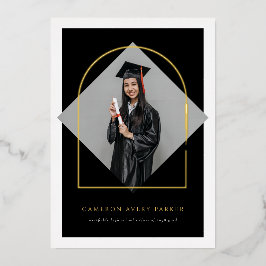 Arch Tasselsミニマリストフレーム写真卒業 箔招待状