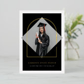 Arch Tasselsミニマリストフレーム写真卒業 箔招待状 (立ち正面)