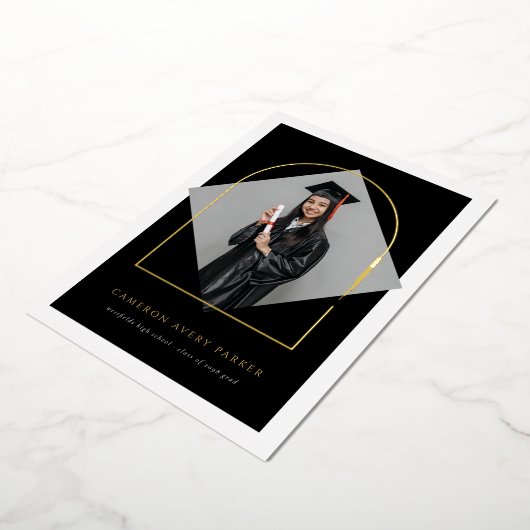 Arch Tasselsミニマリストフレーム写真卒業 箔招待状 (回転した状態)