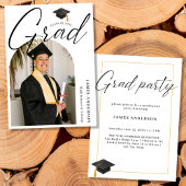 Arch Trendy Modern Script Photo Graduation Party 招待状