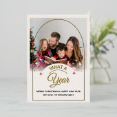 Arch What a Year in Review Multi Photo Christmas 箔シーズンカード (立ち正面)