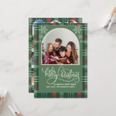 Arch What a Year in Review Plaid Merry Christmas  カード (正面/裏面インサイチュ)