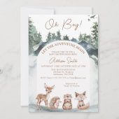 Arch Woodland Let the Adventure Begin Baby Shower 招待状 (正面)