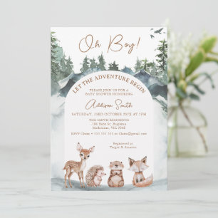 Arch Woodland Let the Adventure Begin Baby Shower 招待状