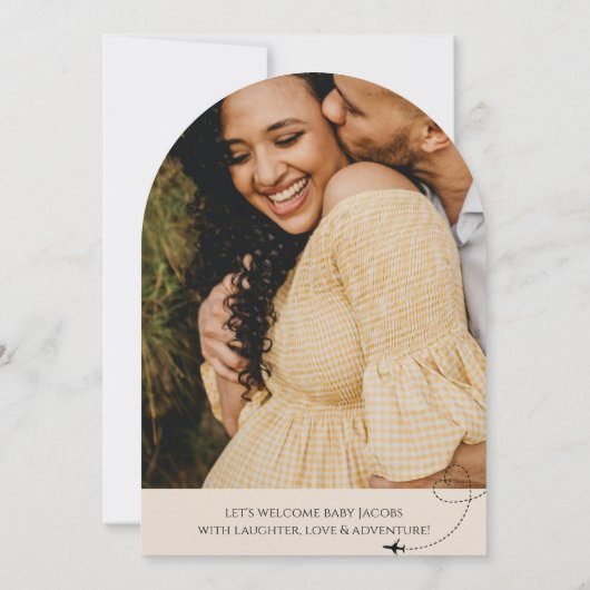 Arch World Map旅行の冒険が赤ちゃんシャワーを開始 招待状 (裏面)