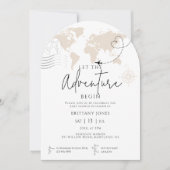 Arch World Map旅行の冒険が赤ちゃんシャワーを開始 招待状 (正面)