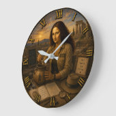 Archaeologist Funny Mona Lisa Archaeology Gift ラージ壁時計 (傾斜)