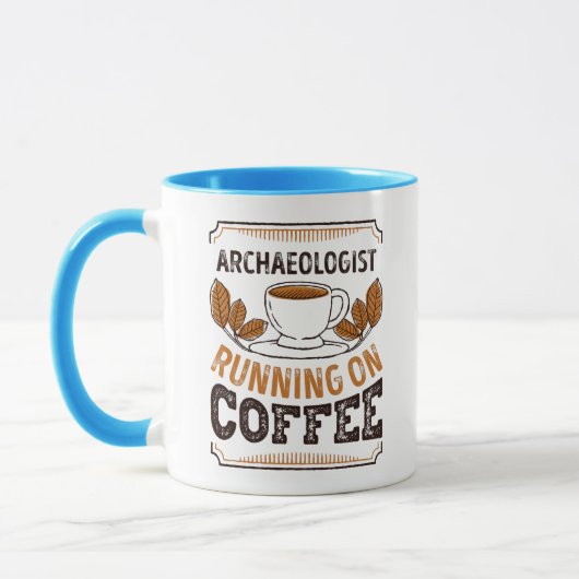 Archaeologist running on Coffee Caffeine Gift マグカップ (左)