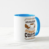 Archaeologist running on Coffee Caffeine Gift マグカップ (正面右)