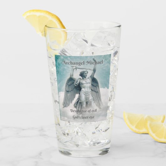 Archangel Michael神のレーザーアイ、グレーガラスカップ タンブラーグラス (アイス正面)