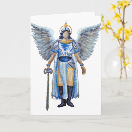 Archangel Michael Guardian Angel Protection Sword カード (黄色い花)