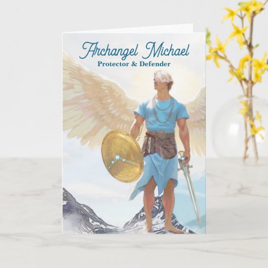 Archangel Michael Protection Strength Greeting カード (黄色い花)