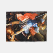 Archangel Michael Tramples Satan, Guido Reni フリースブランケット (正面(横))