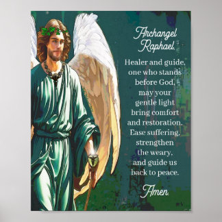 Archangel Raphael Healing Prayer Wall Art Print ポスター
