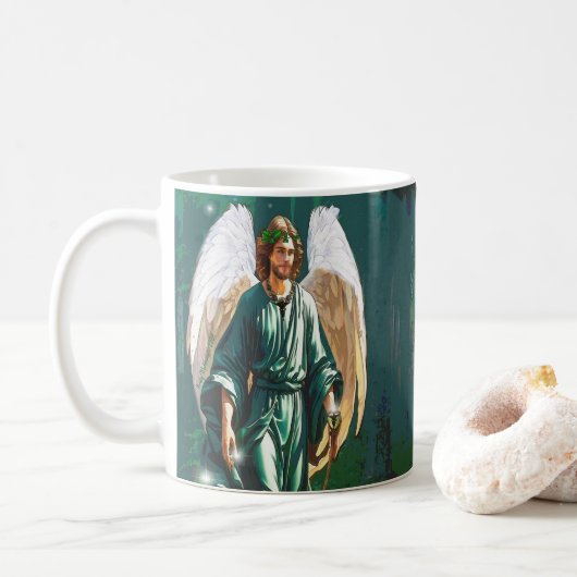 Archangel Saint Raphael Full Image Healing Angel コーヒーマグカップ (ドーナツ)