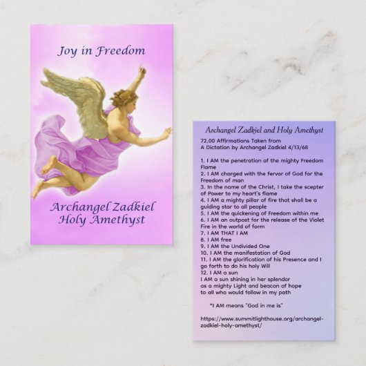 Archangel Zadkiel and Holy Amethyst 名刺 (正面/裏面)