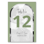 👰🤵 Archedモダンの結婚Photo Sage Green テーブルナンバー (裏面)