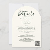 arched all in one botanical floral green script 招待状 (裏面)