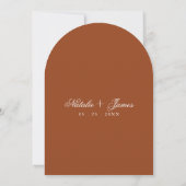 Arched Burnt Orange Floral Boho Terracotta Wedding 招待状 (裏面)