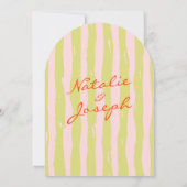 Arched Colorful Pinstripes Whimsical Wedding 招待状 (裏面)
