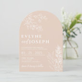 Arched Elegant Floral Blush Herbal Boho Wedding 招待状 (スタンド正面)