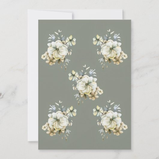 Arched Floral Sage Green Wedding Rehearsal  招待状 (裏面)