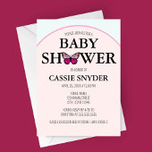 Arched Frame Pink Butterfly Baby Shower Invitation 招待状