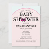 Arched Frame Pink Butterfly Baby Shower Invitation 招待状 (正面)