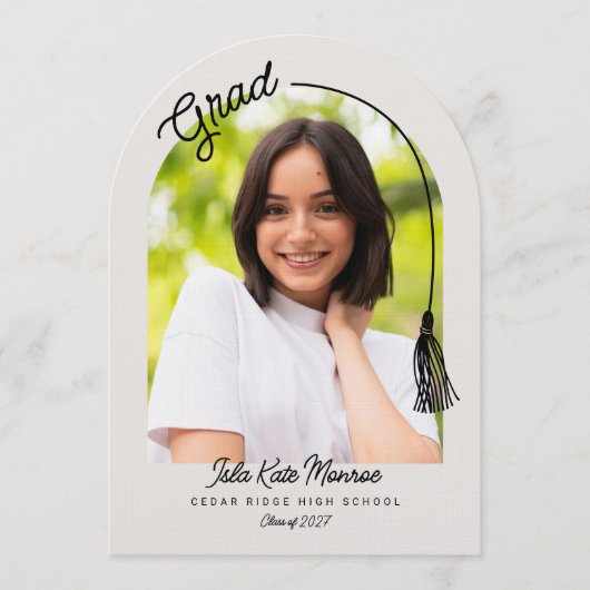 Arched Grad Announcement Invitation with Photo 招待状 (正面)