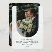 Arched Greenery White Rose Photo Wedding  招待状 (正面/裏面)