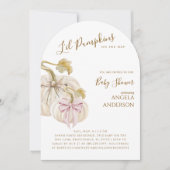 Arched Li'l Pumpkins on the Way Twins Baby Shower 招待状 (正面)