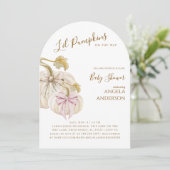 Arched Li'l Pumpkins on the Way Twins Baby Shower 招待状 (スタンド正面)