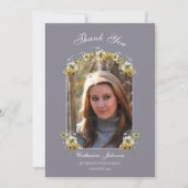 Arched Periwinkle Floral Graduation サンキューカード (正面)