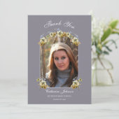 Arched Periwinkle Floral Graduation サンキューカード (スタンド正面)