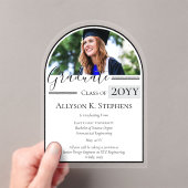 Arched Photoエレガント Grad卒業発表 アクリル招待状 (インサイチュ (ポータブル))