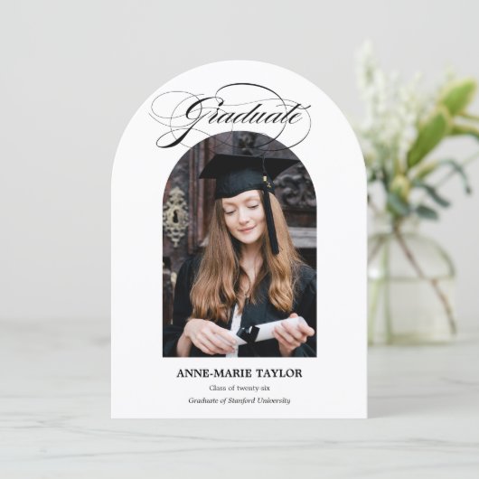 Arched Photo and Script Graduate Announcement 招待状 (スタンド正面)