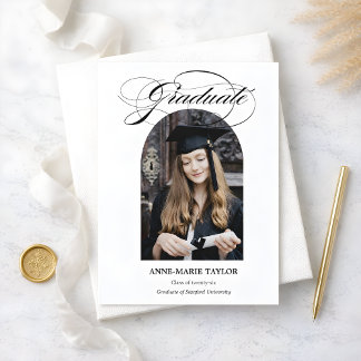 Arched Photo and Script Graduate Announcement 招待状