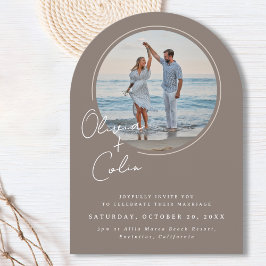 Arched Photo Casual Script First Names Wedding 招待状