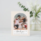 Arched Photo Cream 結婚's Thank You ポストカード (スタンド正面)